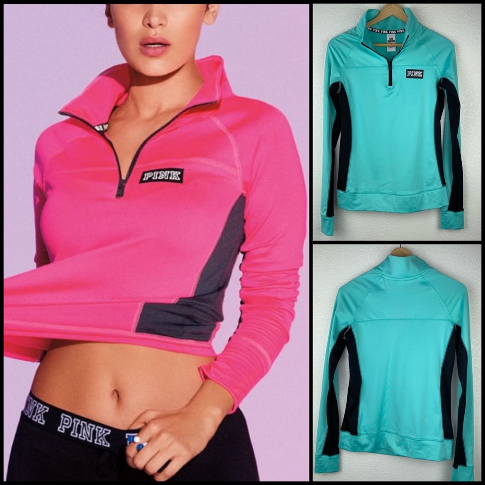 VS PINK Seafoam Mint Quarter Zip Jacket Pullover